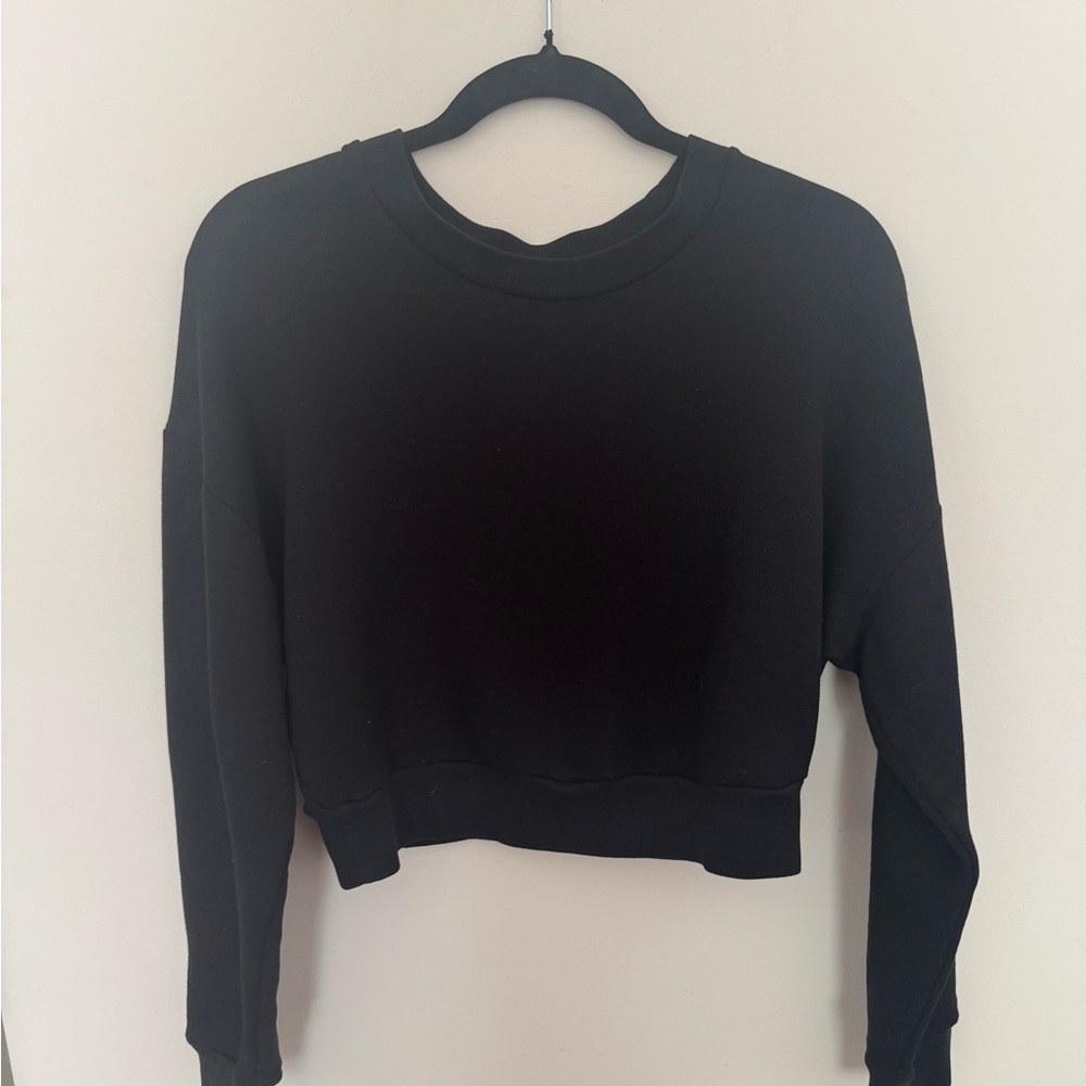 Reformation Black Cropped Sweatshirt